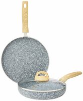 amazon basics Granite Finish Non Stick 2 Pcs Induction Base Cookware Set-Granito Grey (24cm Fry Pan, 28cm Tawa)