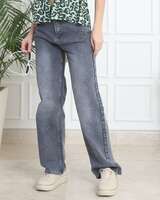  Shein Full Length Fly With Button Closure Stone Wash Jeans