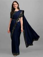 Fashion Day  Embellished Bollywood Georgette Saree  (Dark Blue)