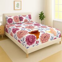 Loot -VAS COLLECTIONS Waterproof Fitted Bedsheet King Size (78x72+8 inches) with 2 Pillow Covers | Noiseless, Leakproof, All-Round Elastic & Skin-Friendly 