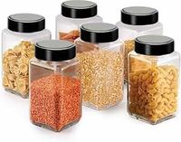 (SAMPLE 499) RAQSAL Set of 5 Cubical Square 1000ml Glass Jars (5 x 1000ML)