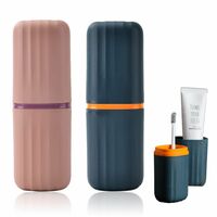 Stewit Square Toothbrush Holder Multipurpose Storage Holder Cover Organizer for Bathroom Traveling, Camping, Business Trip and School Use (Pack of 2) (Multi Color)