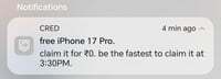 Cred gold rush free iphone 17 pro max, macbokk, 50k amazon pay balance gold coins 
Available for 10k coins. It s is fastest finger first starts at 3 30 pm. 