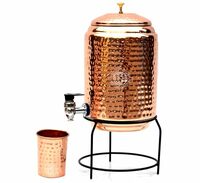 Gauri Entwrprises Copper Water Matka Tank (5 Liter) Antique Eching Copper Water Dispenser for Storage and Drinking Water.