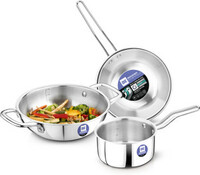 BERGNER BE - Essentials Tripro Triply 3 Pcs of Kadai Cookware Set  (Triply, Stainless Steel, 3 - Piece)