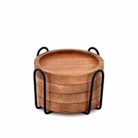 Craftylook Wooden Round Coasters Set of 6 | Stylish Dining Table Coasters for Coffee, Tea, Beer, and Water Glasses | Durable & Eco-Friendly