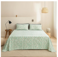 SANMARINO 300 TC Microfiber XXL Soft Cotton Super King Size Bedsheet for Double Bed, King Size 108 Inches X 108 Inches, 9 Feet, 275 X 275 cm with 2 Large Size Pillow Covers - Floral Olive Green