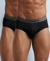 Jockey 8037 Men's Super Combed Cotton Solid Brief with Ultrasoft Waistband (Pack of 2), Black, L