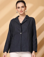 Notched Lapel Cotton Single-Breasted Blazer