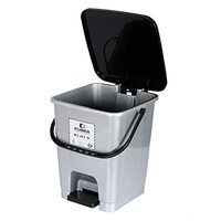 Kuber Industries Step-On Pedal Dustbin With Lid|Plastic Dustbin for Kitchen, Bedroom, Bathroom|Heavy Duty Waste Bin (Grey)