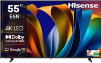 Hisense 139 cm (55 inches) E6N Series 4K Ultra HD Smart LED Google TV 55E6N (Black)