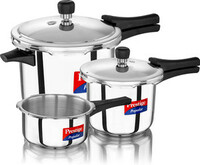 Prestige Popular Combination Pack 5 L, 3 L, 2 L Outer Lid Induction Bottom Pressure Cooker  (Stainless Steel)