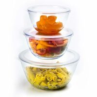 AGARO Borosilicate Glass Mixing Bowl with Lid, 3 Pcs Set (500ml, 800ml &1600ml)