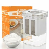 E-COSMOS Plastic Multipurpose Greek Yogurt & Curd Maker Hung Curd - 1100ml | Durable, BPA-Free | Easy Homemade Yogurt & Cheese, 10L x 8W x 16H cm, Multi-Coloured (Greek Yogurt Maker (EC-02))