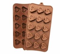 ARTO Deep Heart Shaped Silicone Chocolate Mould, 15 Cavity, Brown, Non-Stick Candy Tray