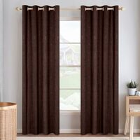 Blackout Emboss Curtains Rod Pocket/Back Tab/Hook Belt/Clip Rings, Floor to Ceiling (Brown, 7FT)