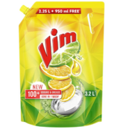 Vim Dishwash Liquid 3.2L | Removes 100+ Odours & Grease in 1 wash Infused with power of lemons that leaves no residue