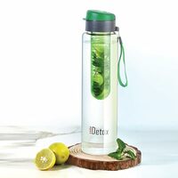 Cello Fruit Infuser Glass Water Bottle 750ml, Green