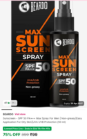 BEARDO Sunscreen - SPF 50 PA+++ Max Spray For Men  (50 ml) Available Gurgaon check yours  