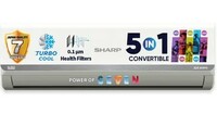 Sharp 1.5 Ton 5 Star Inverter Split AC 2025, 5-in-1 Convertible, Turbo Cool, 7-Stage Filters, Copper Condenser (AH-SI18V5B-GC, White)