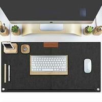 Tizum Extended PU Leather Desk Mat | Anti-Skid, Splashproof Mouse Pad (25"x13", Dark Grey) At Just Rs359