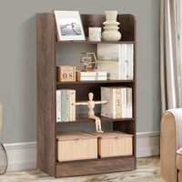 ABOUT SPACE Bookshelf for Home - 4 Tier Books Rack (Walnut - L 62.5 x B 23.5 x H 105 cm)