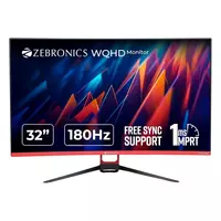 ZEBRONICS S32A, 1800R Curved Gaming Monitor, 32 inch (80cm), 280 nits, 180Hz, WQHD, 2560x1440, FreeSync, 1ms MPRT