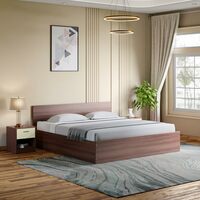GODREJ INTERIO Bed, EWA Queen Size Engineered Wood Bed with Box Storage, 1-Year Warranty, Brown, Particle Board