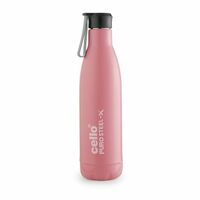 CELLO Puro Steel-X Neo 900 Inner Steel Insulated Water Bottle 720ml, Pink | ISI Certified | PU Insulated | BPA Free, Leakproof | Hot & Cold Water Bottle for Office, School, Cycling, Gym & Travel