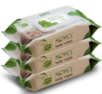 NOVEL Baby Wet Wipes (72*3 ) Sheets with LID (Pack of 3)