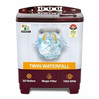 VW SuperWash0080P 8kg 5-star Semi Automatic Washing Machine (White & Burgundy)