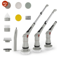 BUILDSKILL 8 in 1 Electric Spin Scrubber with LED Display | IPX6 Waterproof | 3 Speeds | 4 Angles | Telescopic SS Handle | 2.5Ah | C-Type | Tiles, Slabs, Windows & Bathroom Cleaning Brush Electric