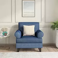 Nilkamal Velma 1 Seater Fabric Sofa with Cushion | 1 Year Warranty | Blue