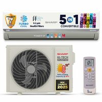 SHARP 1.5 Ton 3 Star Inverter Split AC (5 years free comprehensive Warranty, Copper, 5in1 Convertible, Turbo Cool Technology, AntiCorrosive Gold Fin, 2025 Model, AHSI18V3BGC, White)