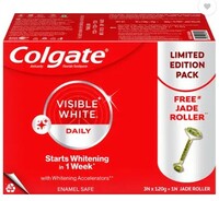 Colgate Visible White Whitening Toothpaste 360g (120g x 3) + Jade Roller Pack of 4