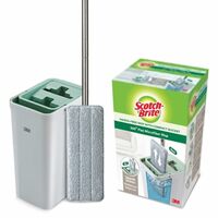 Scotch-Brite Plastic Hands-Free Microfiber Flat Mop with Compact Bucket,  (1 Bucket, 1 Mop, 1 Refill)