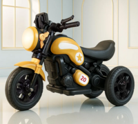 Kidsmate Pro Racer Electric Ride-On Bike for Kids | 3-Wheel Rechargeable Battery-Powered Bike with LED Lights, Music Player & Foot Accelerator | Dual Drive Battery Bike for Kids of Ages 2-5Y - Golden