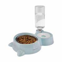 Amazon Basics 2 in 1 Pet Feeder Food and Water Dispenser| 450 Ml Stainless Steel Bowl