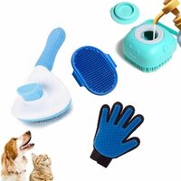 PETHOOD Pet Grooming Kit – Slicker Brush, Silicone Shampoo Dispenser, Palm & Glove Brush