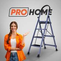 Prohome 4 Step Vetro Foldable Steel Ladder for Home | 150kg Capacity