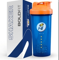 Mumbai Indians (MI) Official Merchandise Gym Shaker for Protein Shake Leakproof Shaker Bottles for Protein, Preworkout & Bcaa Shake, Protein Shaker Bottle for Gym, Gym Bottle for Men - BlueOrange

