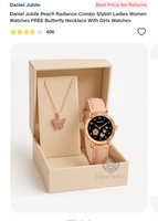 Daniel Jubile Peach Radiance Combo Stylish Ladies Women Watches FREE Butterfly Necklace With Girls Watches ( Free Shipping - User Specific Locations)