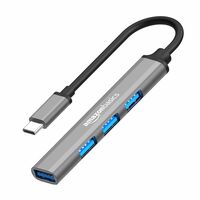Amazon Basics 4-in-1 Hub Multiport Adapter, USB Type-C with Aluminium Shell, 1xUSB 3.0 & 3xUSB 2.0 for PC