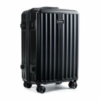 MOVE-MEANT ROAMIFY Small Cabin & Medium Check-in Suitcase | 55 Cm & 66 Cm | 8 Wheels Number Lock Polycarbonate Black Trolley Bag | 360 Degree Wheeling System | Luggage for Travel - Pack of 2
