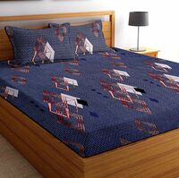 BSB Home ® Cotton 160 TC Flower Printed Double Bedsheet with 2 King Size Pillow Cover