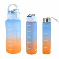 CELLO All Day Large Water Bottle, Sky Blue | Set of 3 (310ml, 790ml, 2085ml) | Leakproof, Easy to Carry, Lightweight 