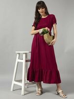  Women Fit and Flare Maroon Dress on Flipkart