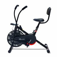 PowerMax Fitness BU-201 Dual Action Air Bike/Exercise Bike for Home, Max user weight 120 KG