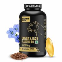 BeastLife Omega 3, 6 & 9 Capsules | Flaxseed Oil 1000mg |60 Capsules| Veg Omega Supplement | Immunity & Joint Health