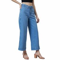 AKA CHIC Women Wide Leg High Rise Cotton Non Stretchable Jeans